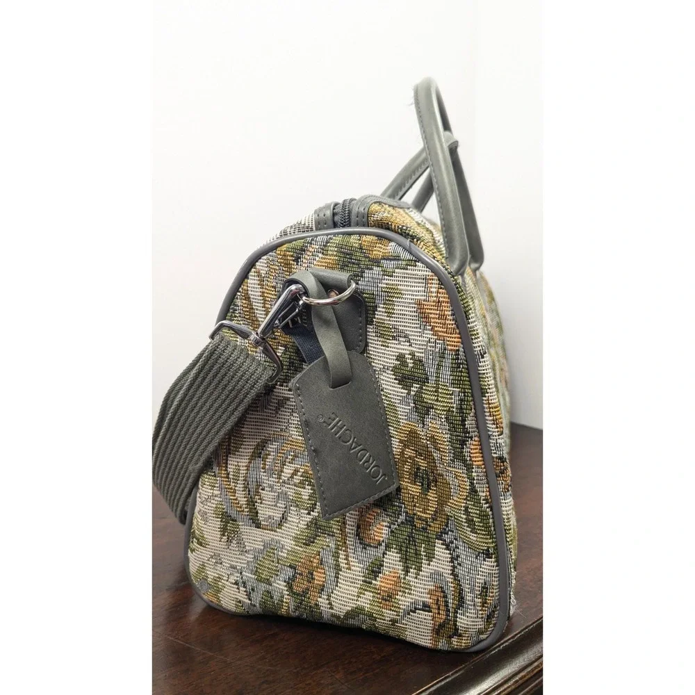 Jordache Vintage Floral Tapestry Carry On Luggage Overnight Travel Duffel Bag